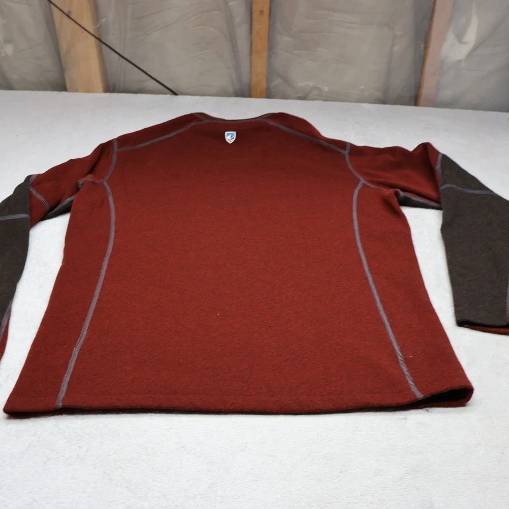 Kuhl Revel Sweater Mens Large‎ Red 1/4 Zip Pullover Fleece Knit Outdoor Hiking